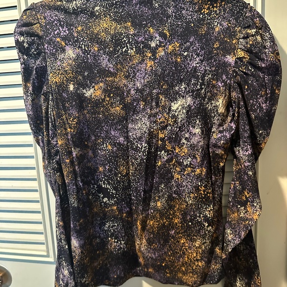 Galaxy Print Long Sleeve Top with Purple and Gold Shimmer - Picture 5 of 6